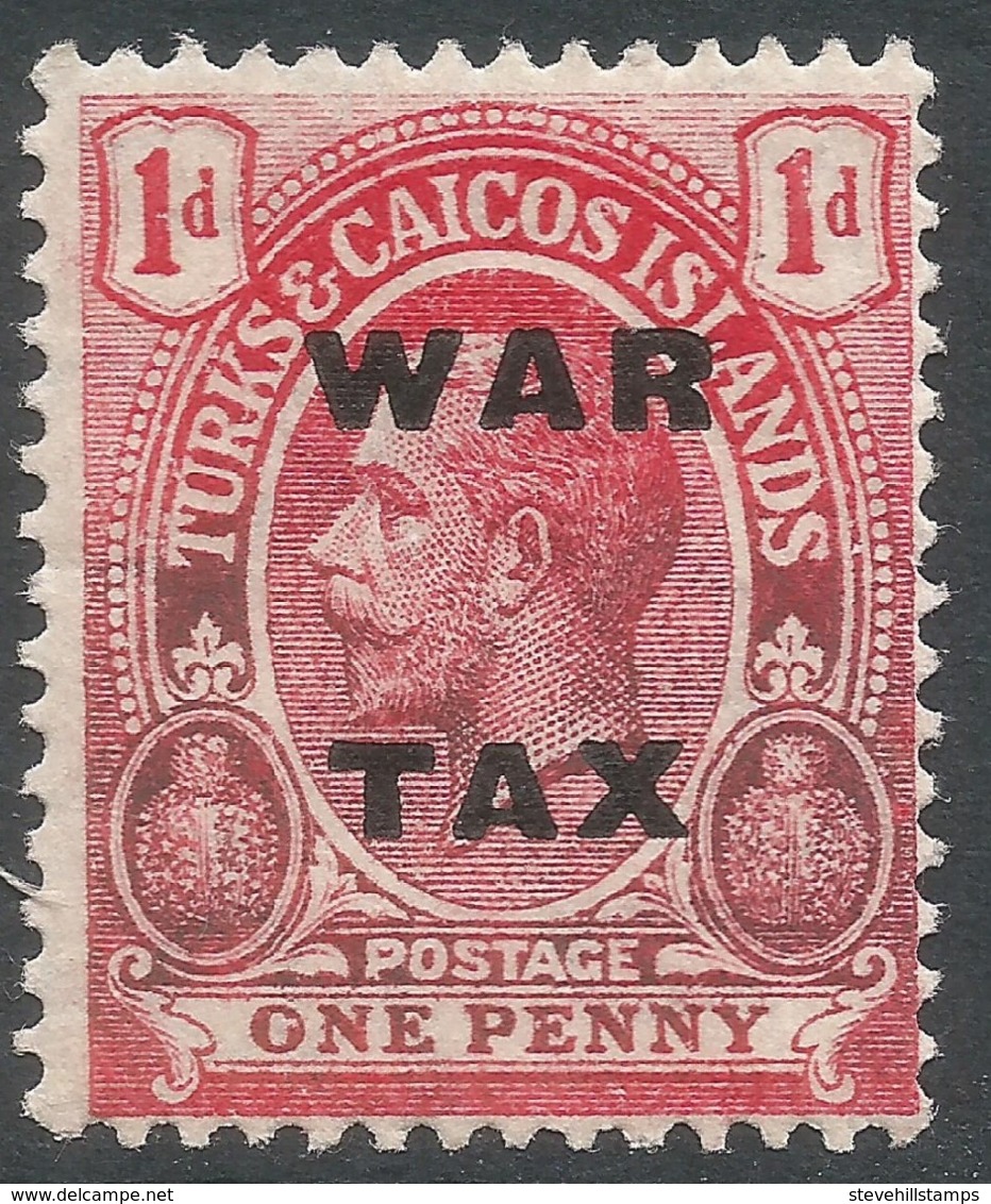 Turks & Caicos Islands. 1918 War Tax. 1d MH. SG 146 - Turcas Y Caicos