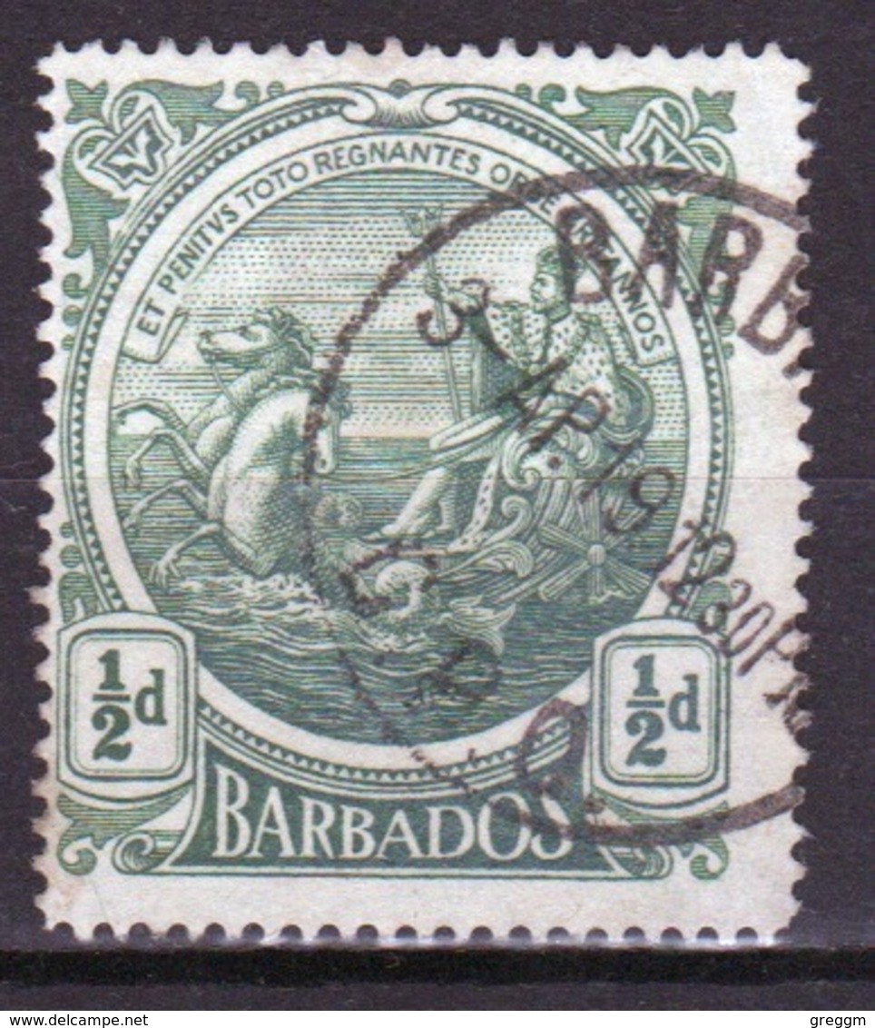 Barbados 1916 George V Single One Half Penny Stamp From The Definitive Set. - Barbades (...-1966)