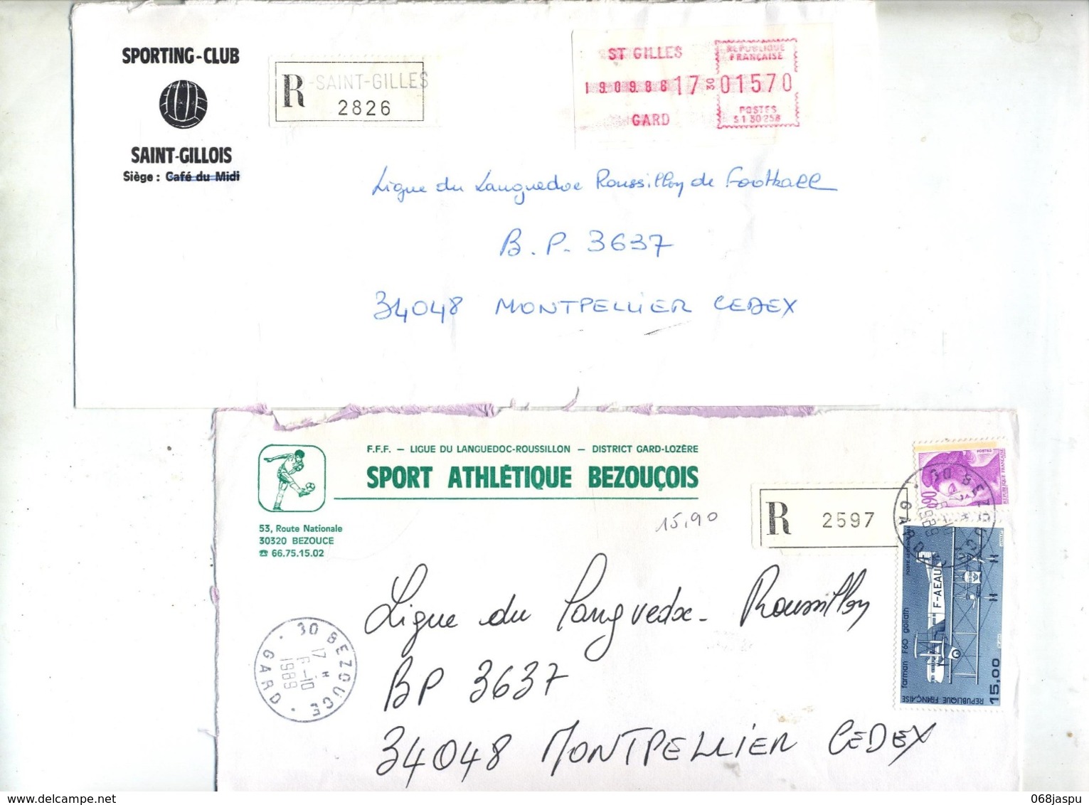 Dernier ! Lot 41 Lettre Recommandée Cachet Machine Vignette  Gard à Voir Entete Football - Manual Postmarks