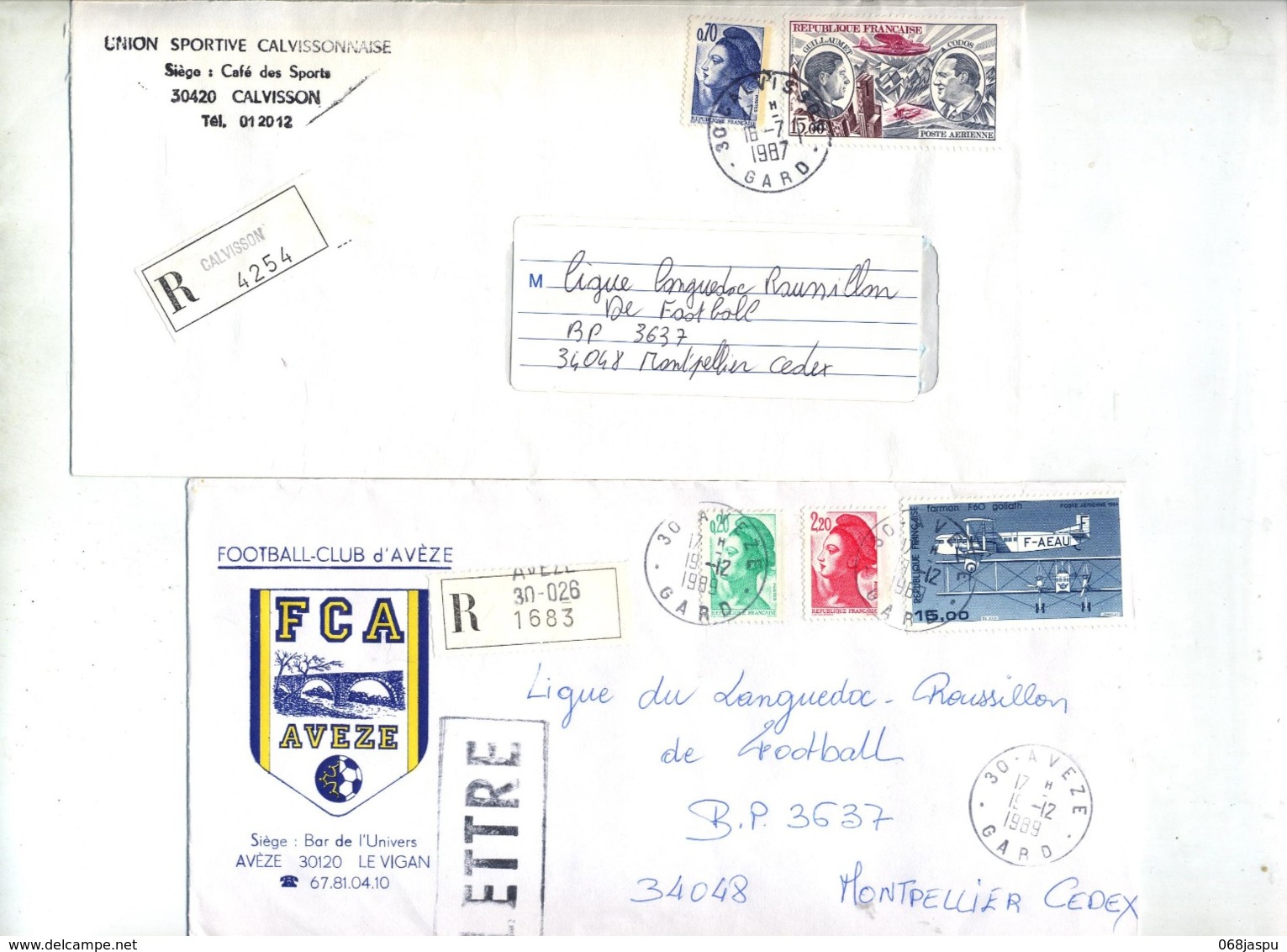 dernier ! lot 41 lettre recommandée cachet machine vignette  gard à voir entete football