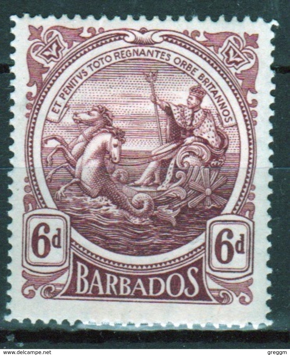 Barbados 1916 George V Single 6d Stamp From The Definitive Set. - Barbades (...-1966)