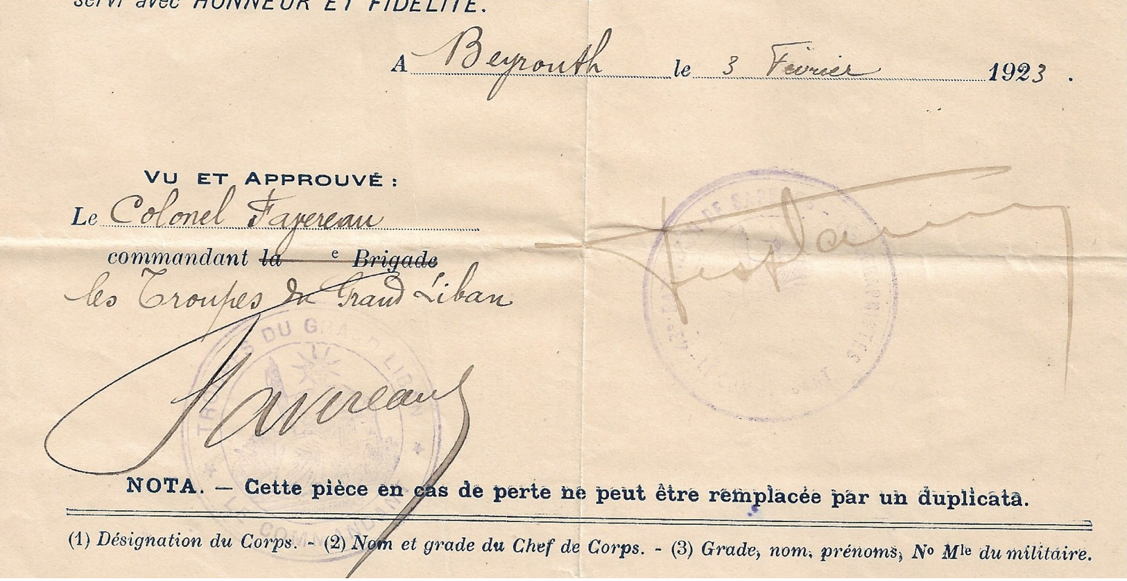 Armée Française Du Levant, Bataillon Sapeur Télégraphiste  S/T 52,  Beyrouth, 1923, Toupes Du Grand Liban, - Documents Historiques