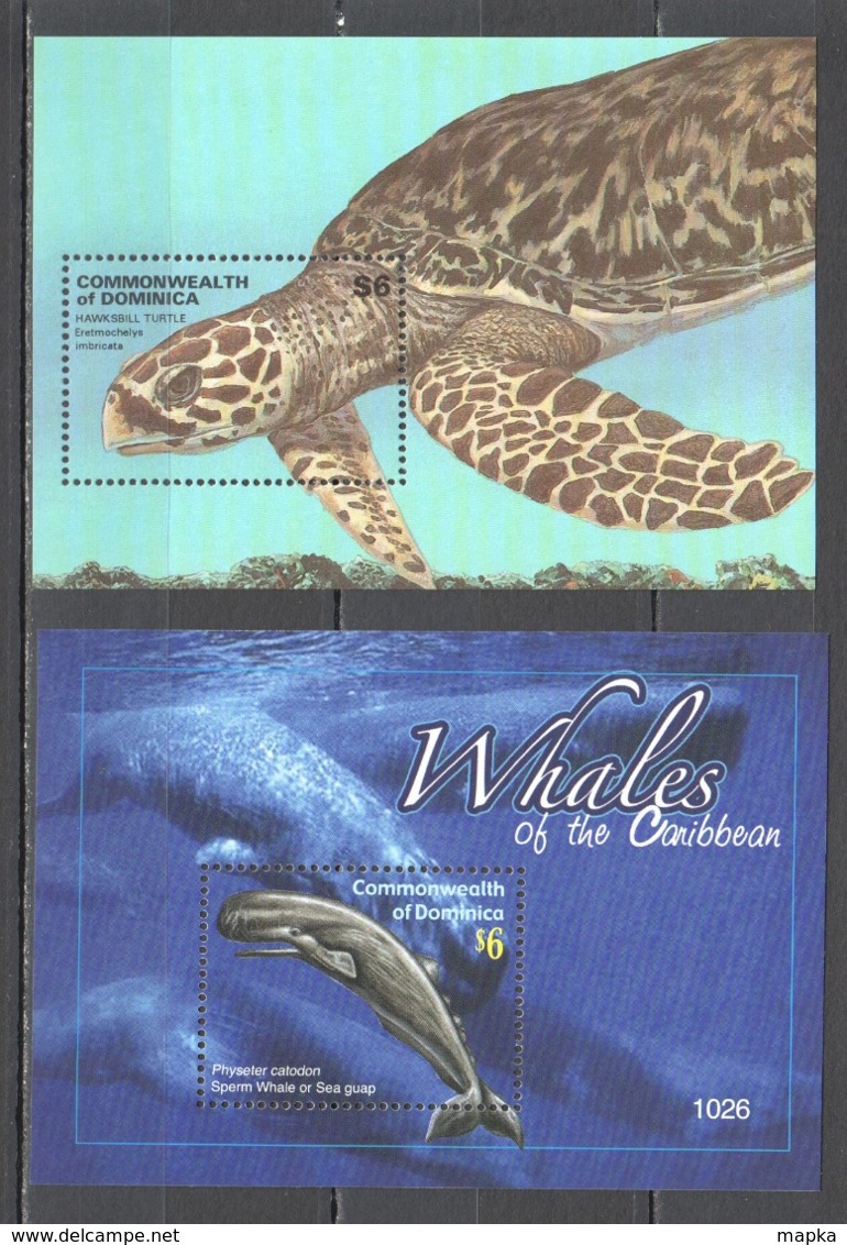 T1071 2010 DOMINICA FAUNA FISH & MARINE LIFE WHALES OF THE CARIBBEAN HAWKSBILL TURTLE 2BL MNH - Marine Life