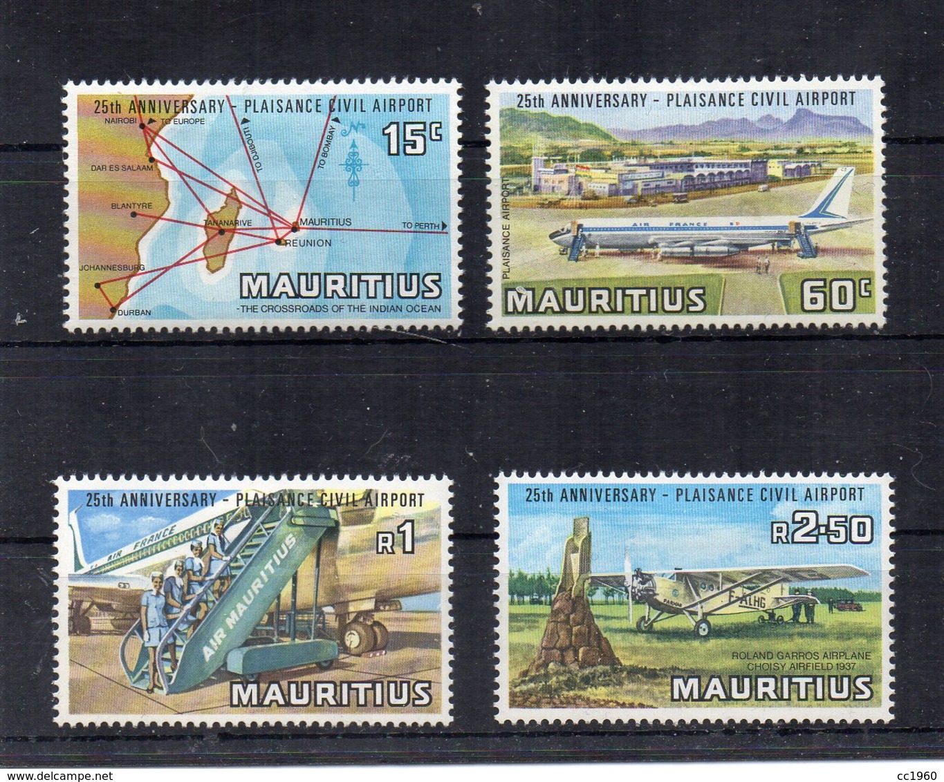 MAURITIUS - 1974 - 25 Anniversario Dell'Aereoporto Civile - 4 Valori - Nuovi - Linguellati * - (FDC17094) - Flugzeuge