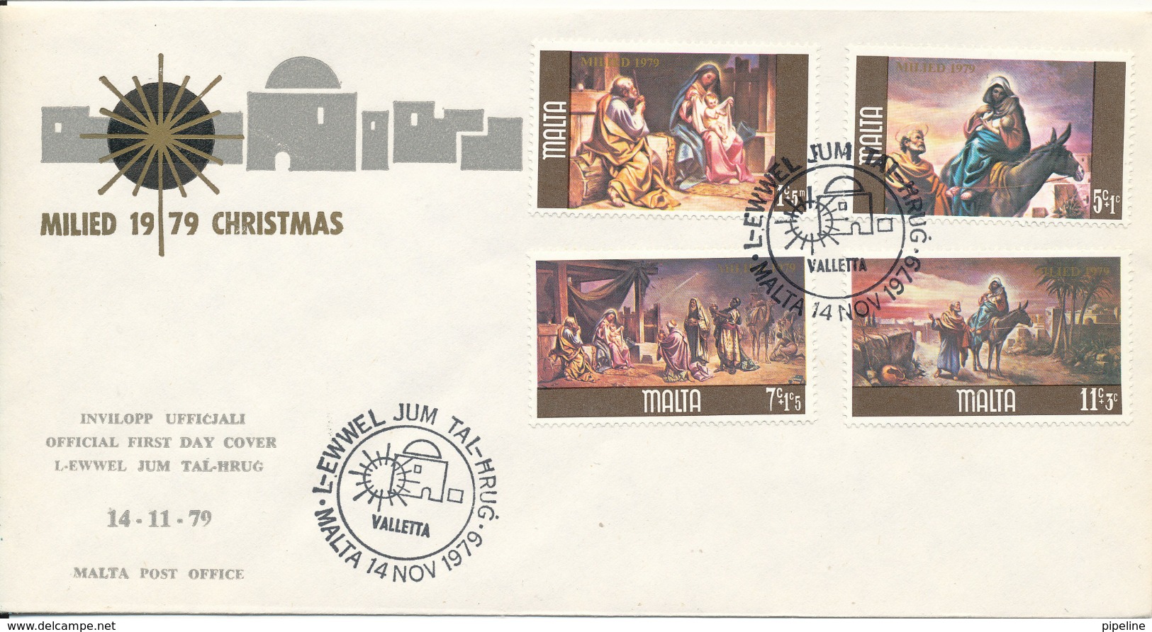 Malta FDC 14-11-1979 Christmas Complete With Cachet - Christmas