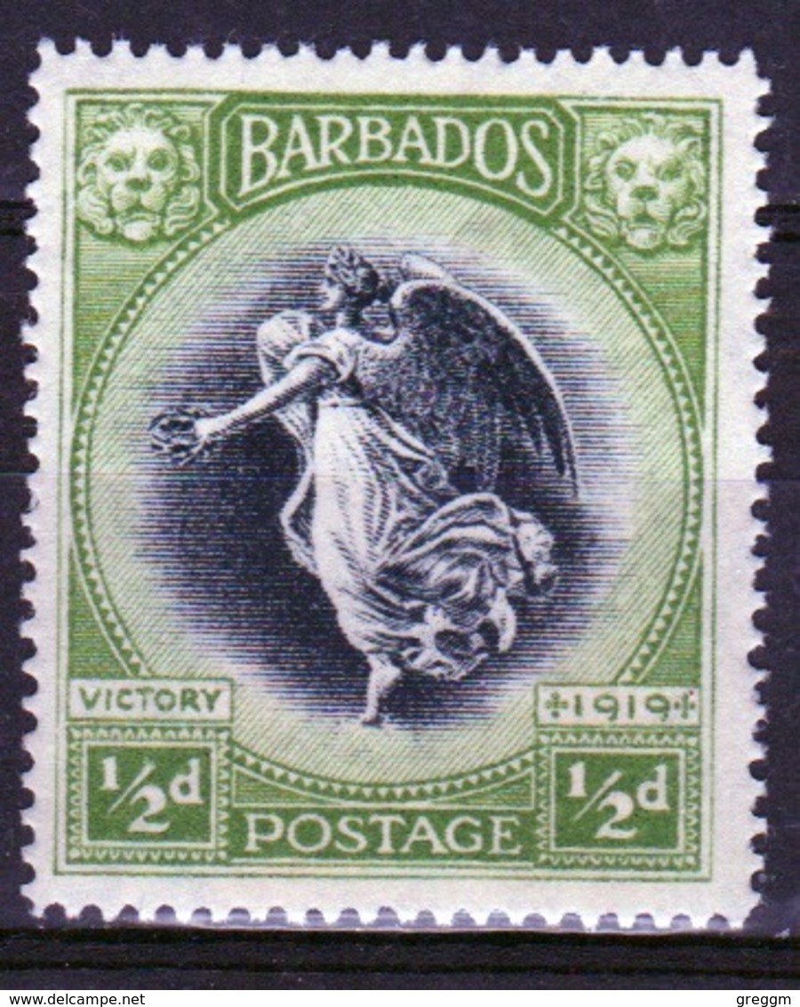 Barbados 1920 George V Single One Half Penny Stamp From The Winged Victory Series. - Barbados (...-1966)