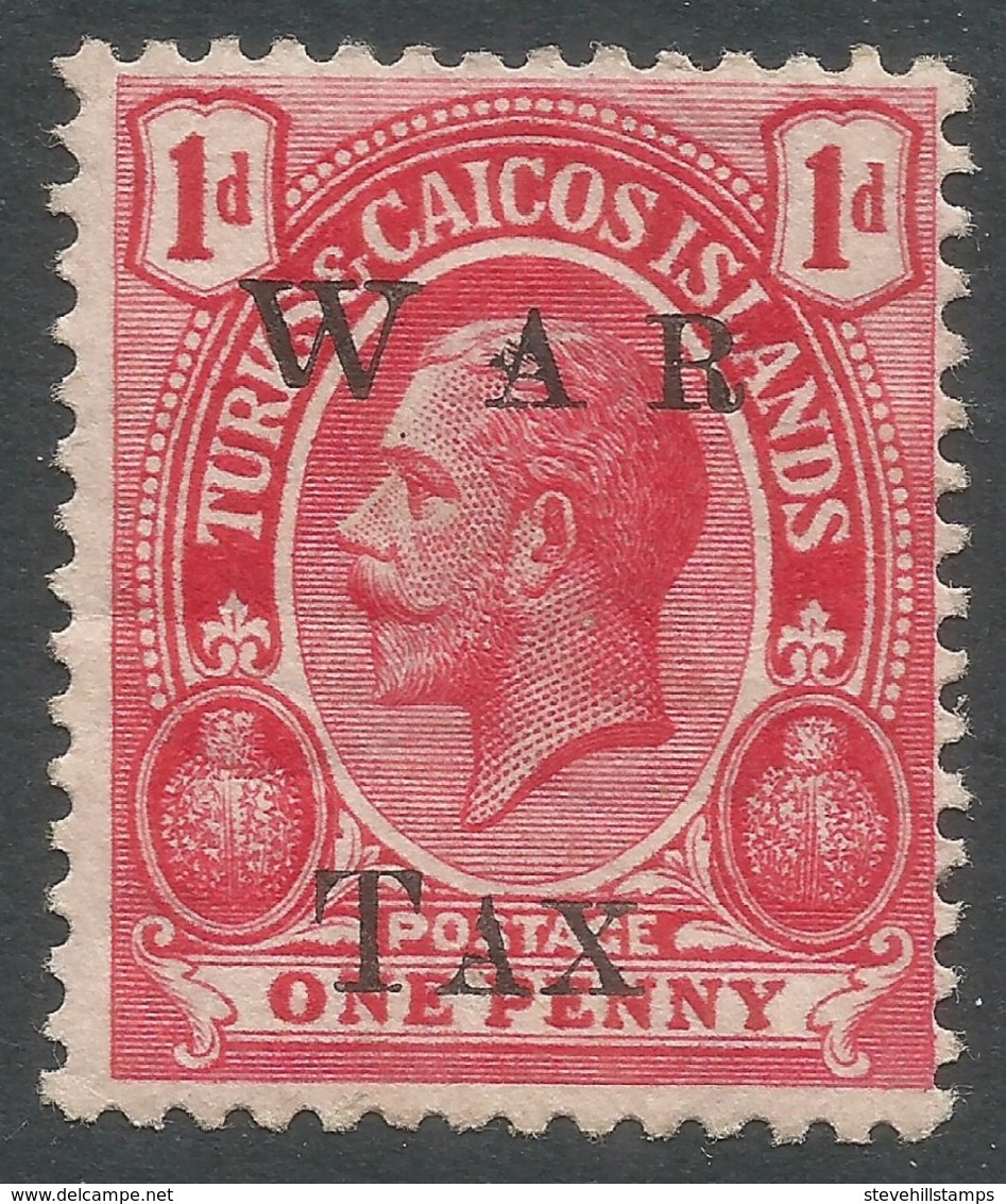 Turks & Caicos Islands. 1919 War Tax. 1d MH. SG 152 - Turks & Caicos