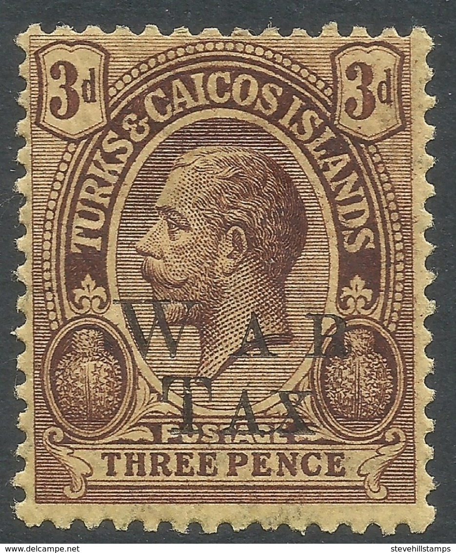 Turks & Caicos Islands. 1919 War Tax. 3d MH. SG 151 - Turks And Caicos