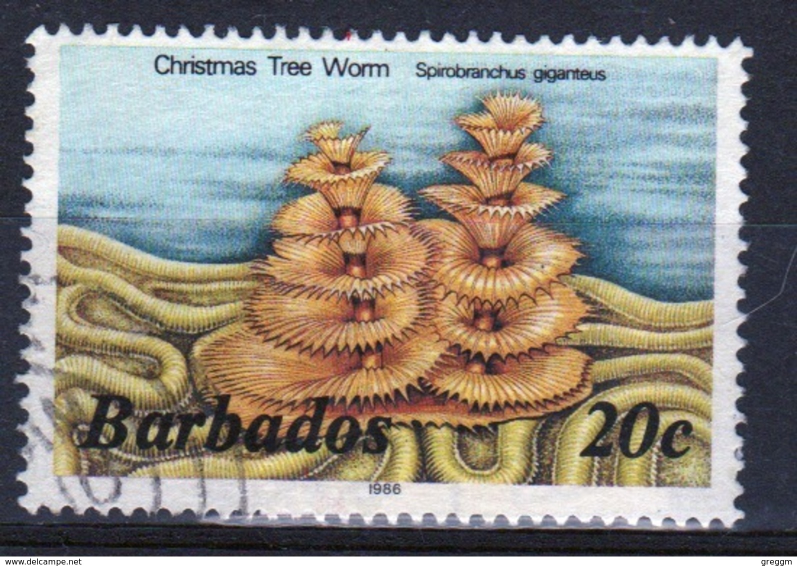 Barbados Single 20c Stamp From The 1985 Marine Life Series. - Barbados (1966-...)