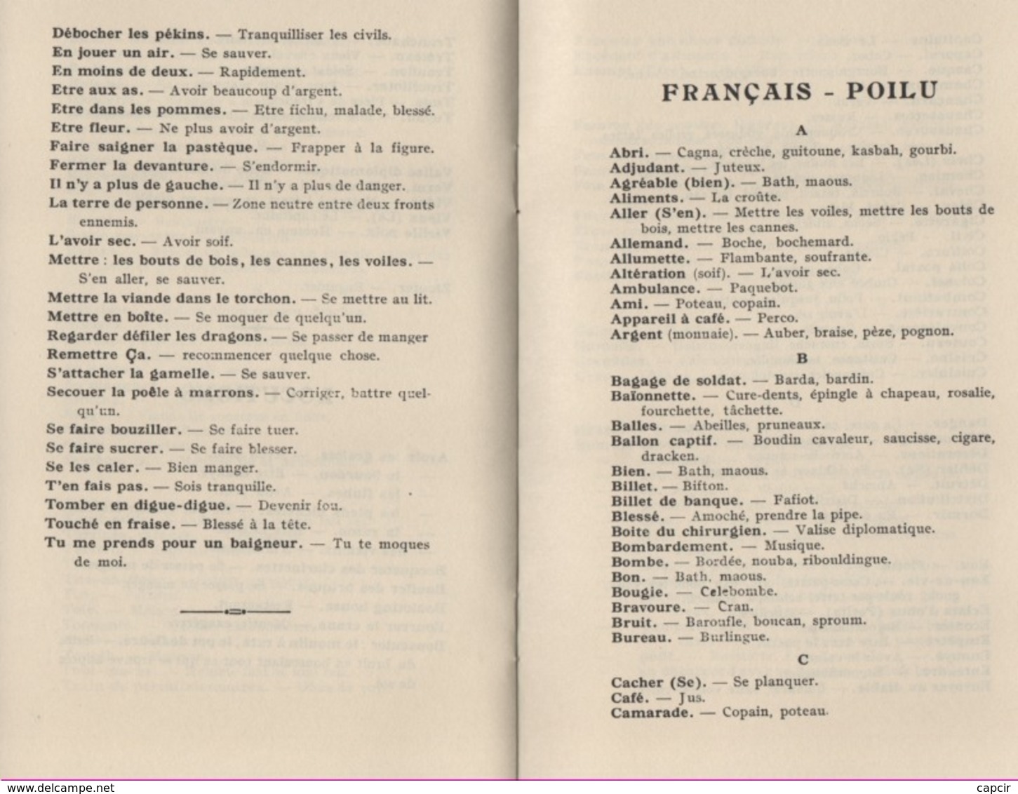 1917. Vocabulaire Du Poilu Et Locutions Du Front (2 Scannes) - 1914-18