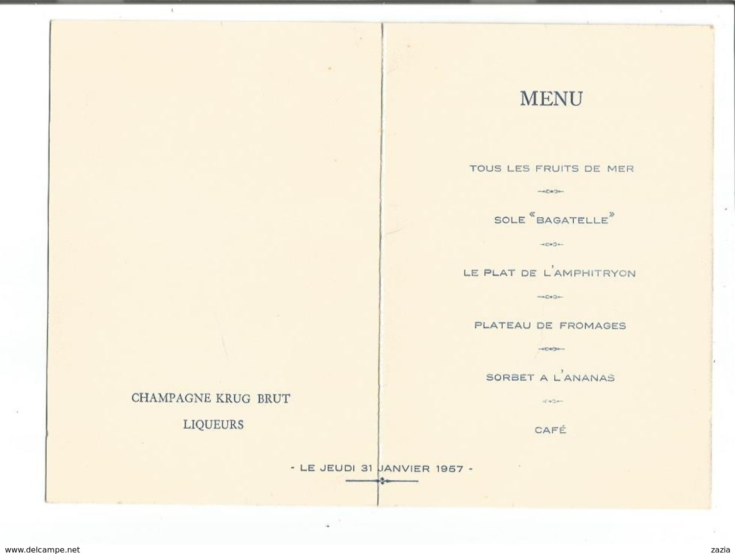 VP.0510/ Menu Restaurant Lasserre Paris - Illustration Jan Mara - Fernandel Robert Lamoureux Mauricet - Menu