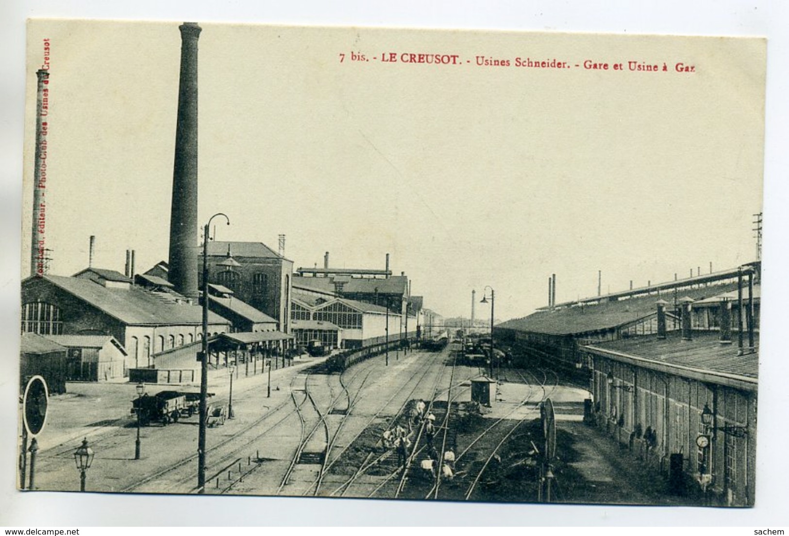 71 LE CREUSOT Gare Usine à Gaz Cheminots Travaillant Sur Voies Chemin De Fer  Usines Schneider  1910    /D17-2017 - Le Creusot