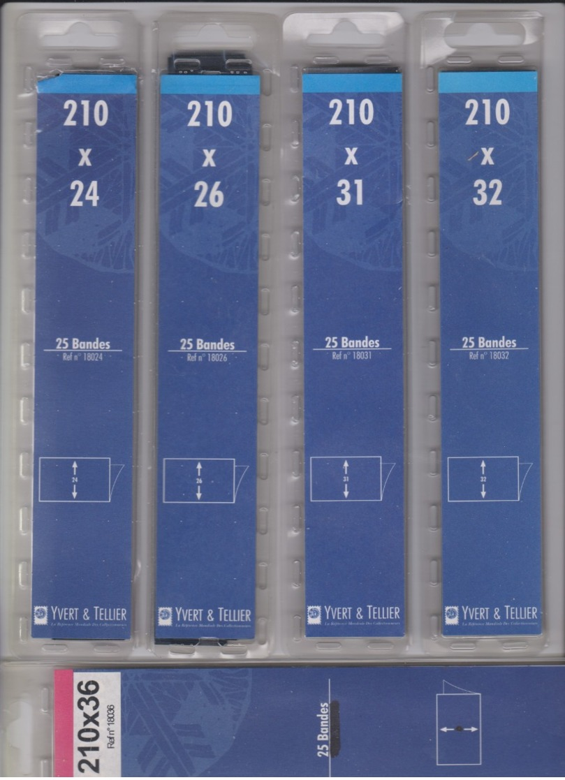 120 Bandes YVERT Et TELLIER Pour Feuilles Neutres Ou Sans Pochettes 210mm * 24 - 26 -31 - 32 - 36 Mm (voir Description) - Sonstige & Ohne Zuordnung