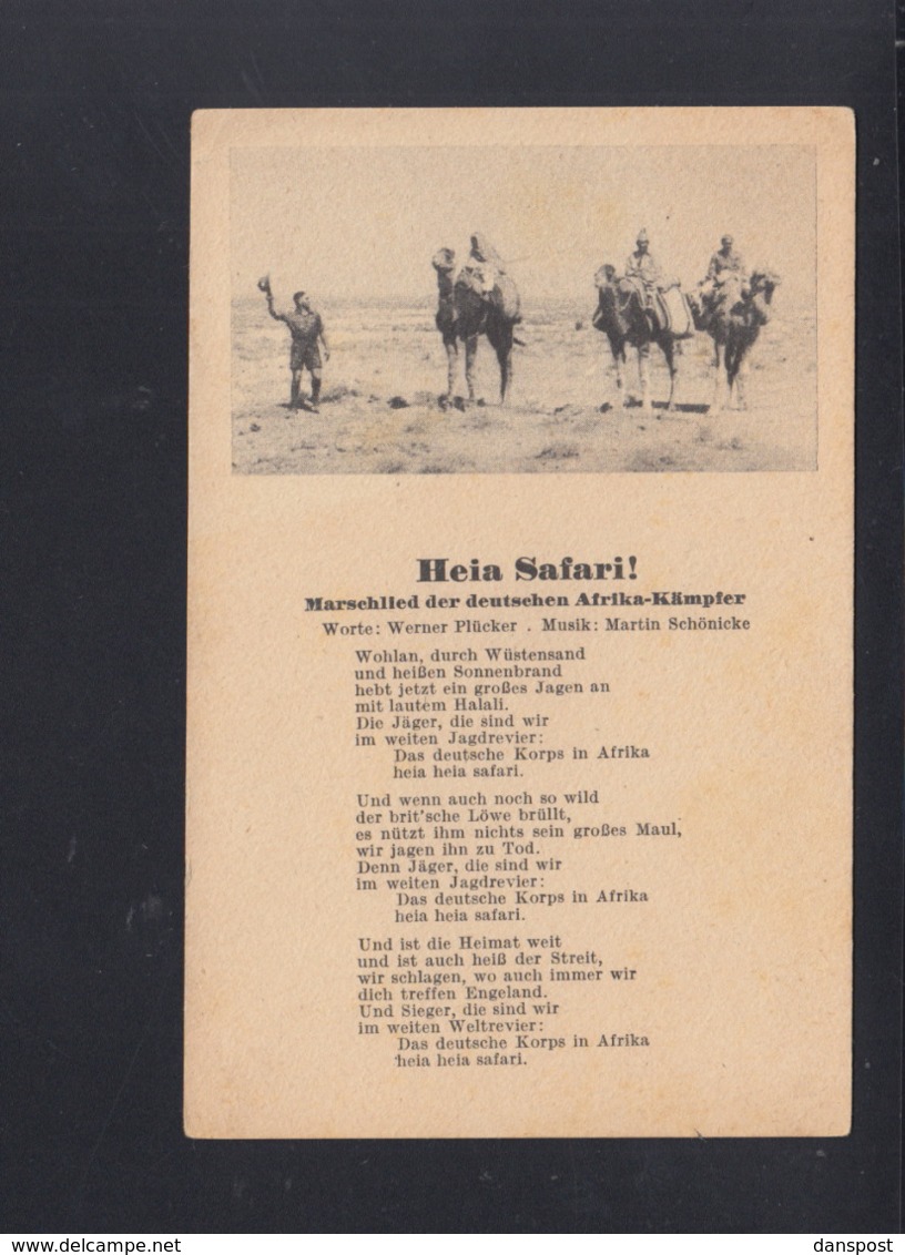 AK Heia Safari Marschlied Der Deutschen Afrikakorps - Weltkrieg 1939-45