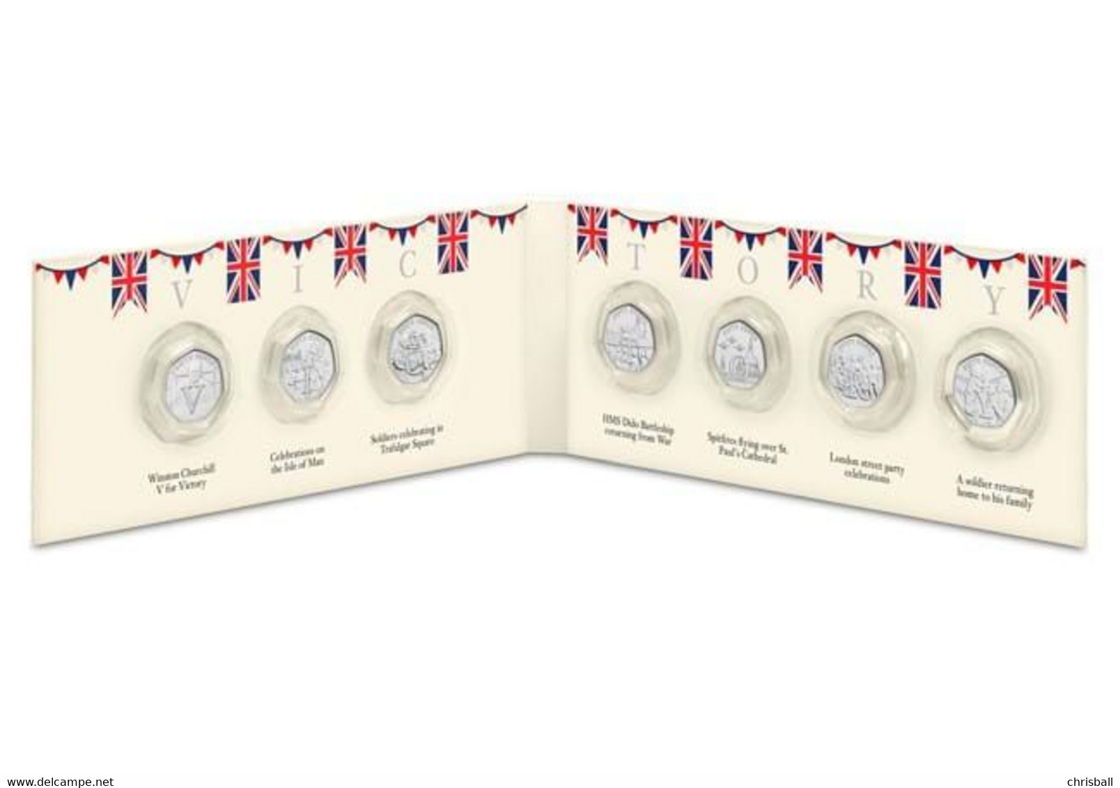 Isle Of Man Set Of 7 VE Day 50p Coins - Uncirculated7 - Eiland Man