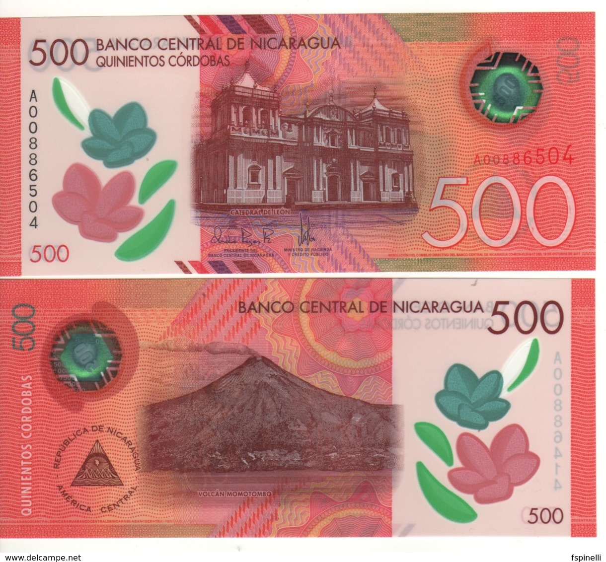 NICARAGUA.  New. 500  POLIMER  Issue .  2019  UNC - Nicaragua