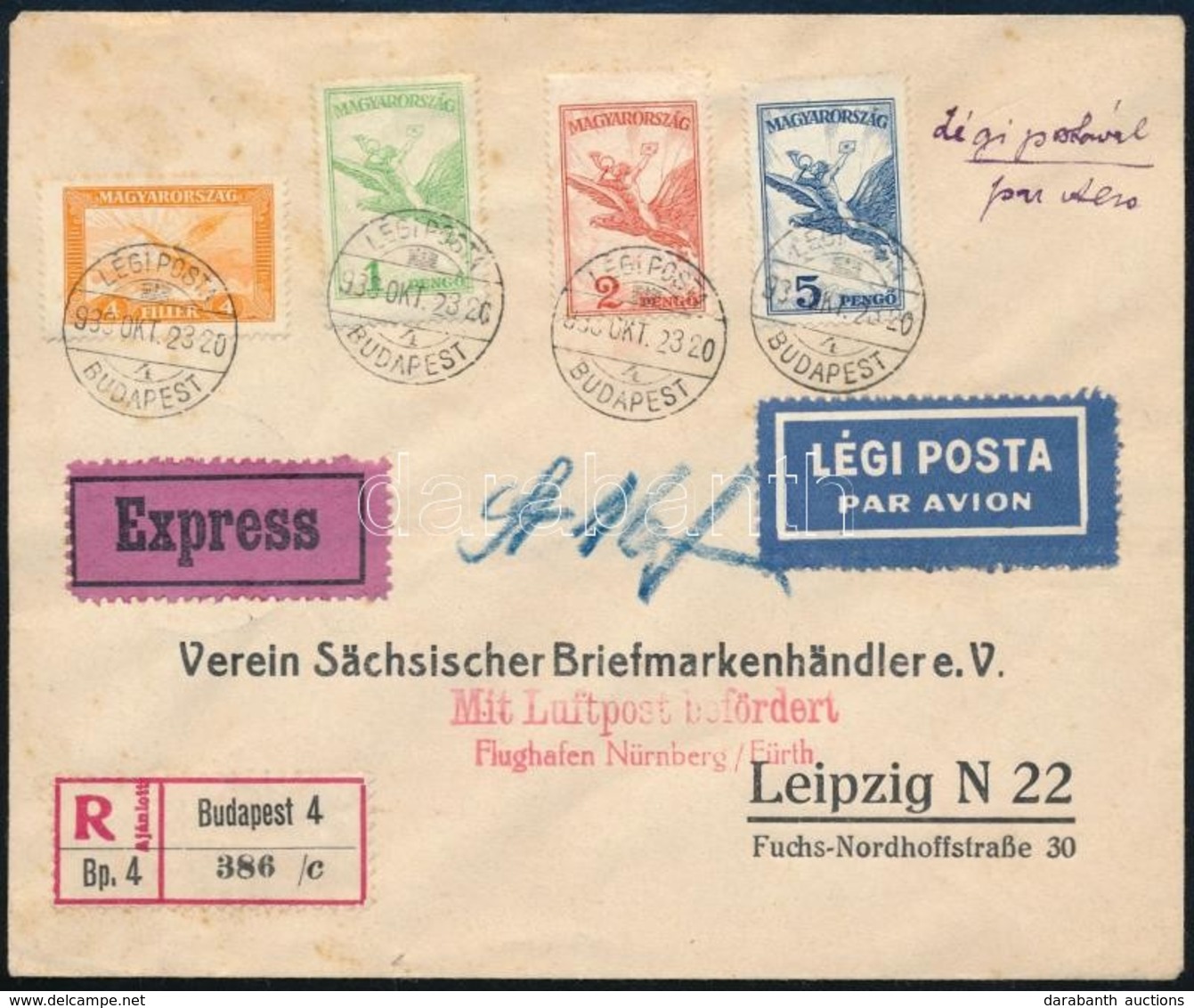 1930 Ajánlott Légi Levél Németországba - Autres & Non Classés