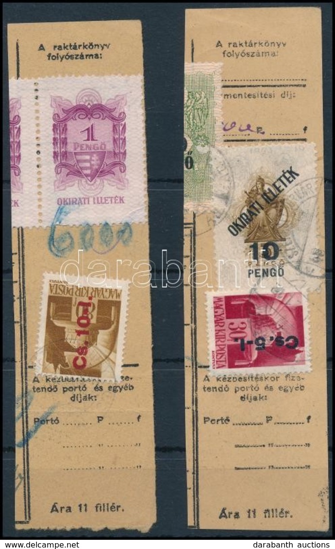 1946 Visszavont Csomagpár 2 Db Csomagszállító Szelvényen - Sonstige & Ohne Zuordnung