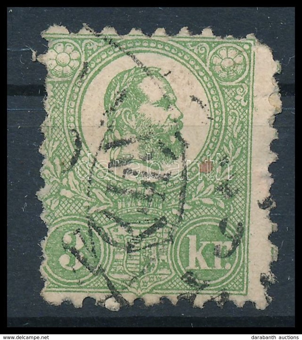 O 1871 Kőnyomat 3kr (sarok és Foghiba, Elvékonyodás / Faults, Thin Paper) - Sonstige & Ohne Zuordnung