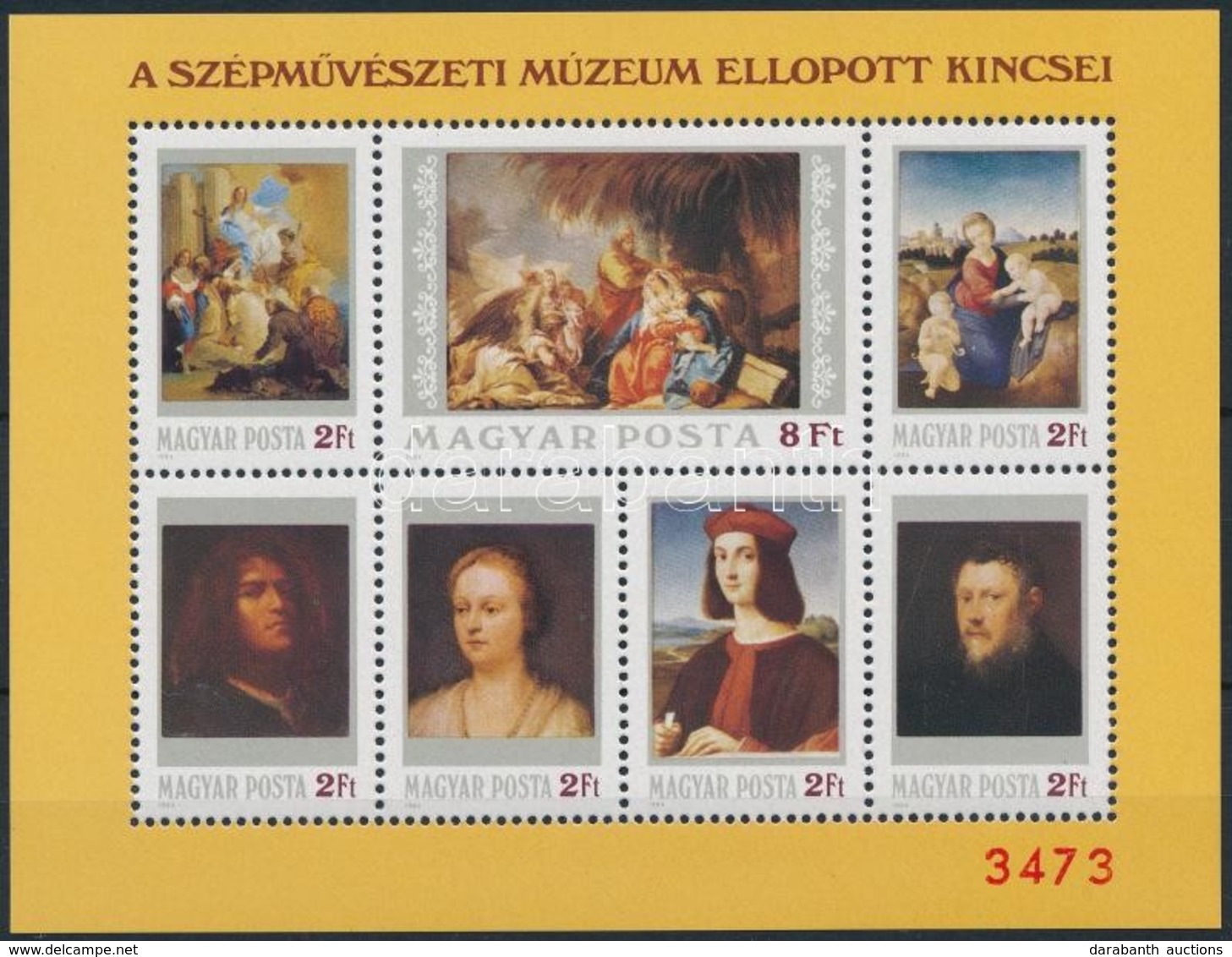 ** 1984 Festmény (XII.) - A Szépművészeti Múzeum Ellopott Kincsei Ajándék Blokk (25.000) / Mi Block 170 Present Of The P - Sonstige & Ohne Zuordnung