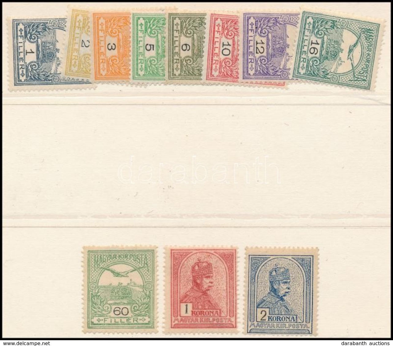 ** * 1909 Turul Sor 8 Kis értéke Közet Postatiszták + 60f, 1K, 2K, Ezek Falcosak (28.000) - Otros & Sin Clasificación