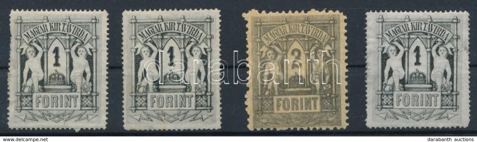 ** * 1873-1874 Távírda 4 Db Bélyeg, A Kőnyomat 2Ft és 2 Db Réznyomat 1Ft Postatiszta (22.000) - Other & Unclassified