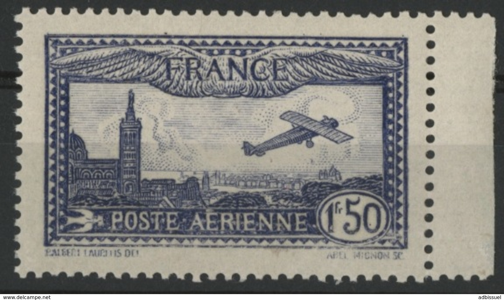 Poste Aérienne N° 6, 1F 50 Bleu "avion Survolant Marseilles". Cote 47 € . Neuf Sans Charnière ** MNH - 1927-1959 Mint/hinged