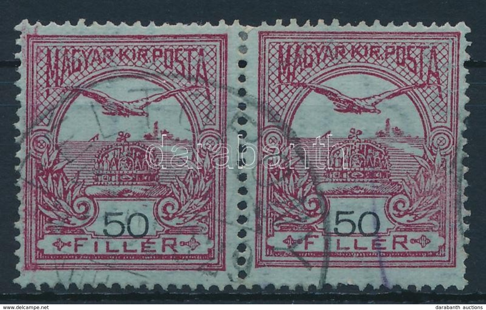 O 1913 Turul 50f I és II Tipusú Pár A Keretből Kicsúszott értékszámokkal - Sonstige & Ohne Zuordnung