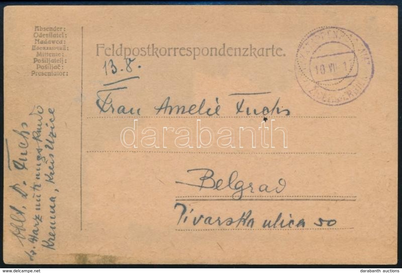 1917 Tábori Posta Levelezőlap / Field Postcard 'EP UZICE In SERBIEN' - Sonstige & Ohne Zuordnung