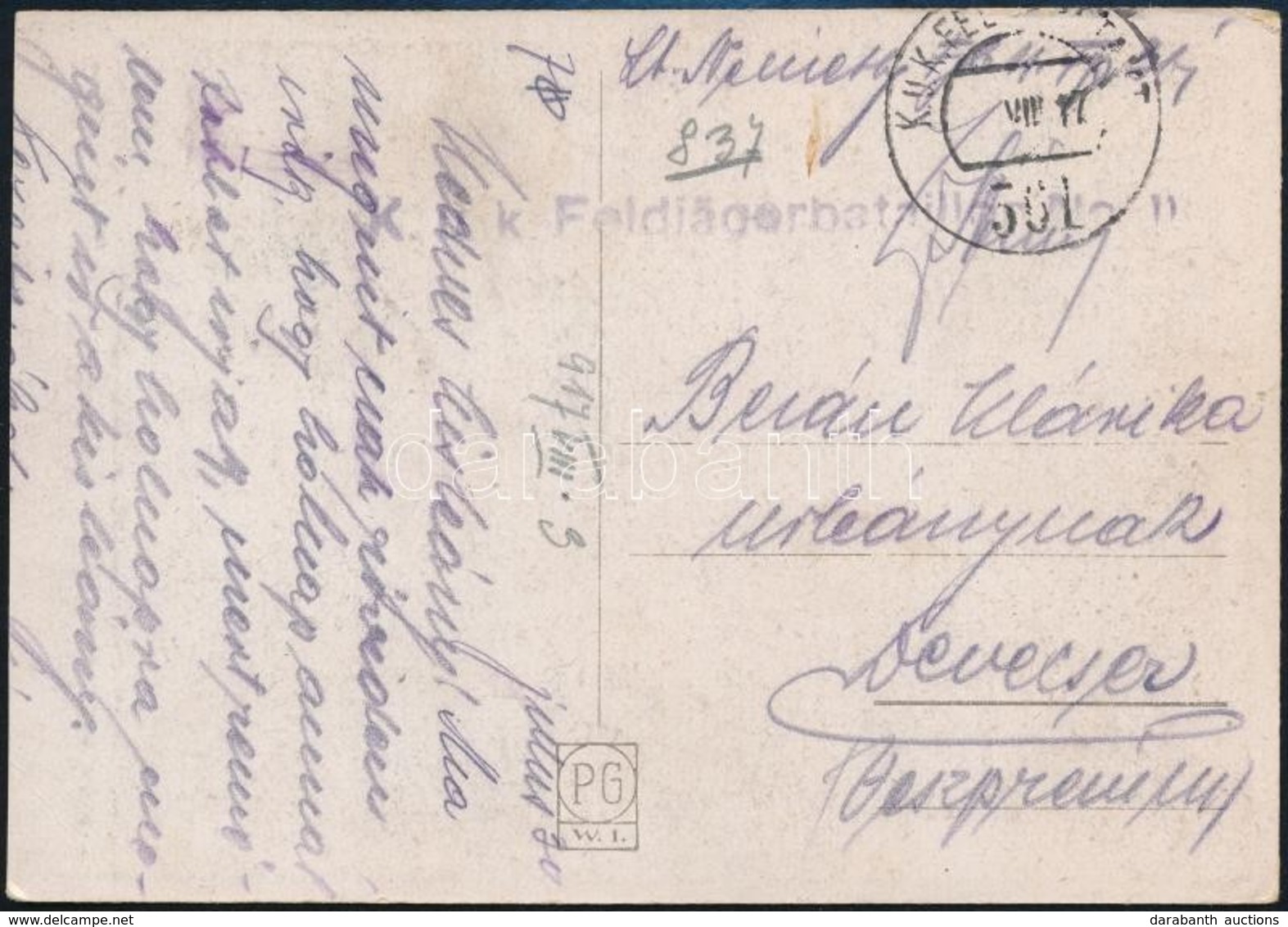 1917 Tábori Posta Képeslap / Field Postcard 'K.u.k. Feldjägerbataillon' + 'FP 361' - Sonstige & Ohne Zuordnung