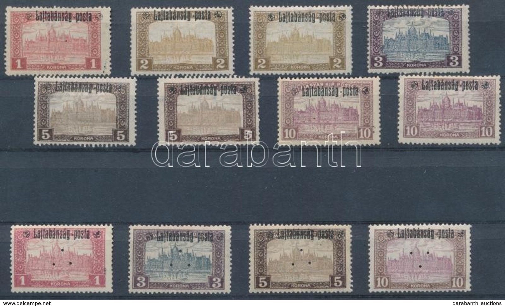 (*) * Nyugat-Magyarország III. 1921 12 Db Parlament érték, Ebből 4 Hármaslyukasztással (32.000) / 12 Stamps, Including 4 - Sonstige & Ohne Zuordnung