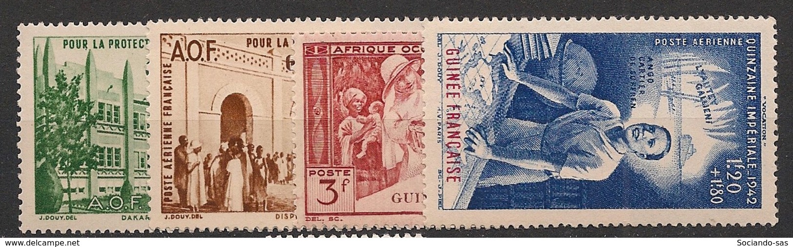 Guinée - 1942 - Poste Aérienne N°Yv. 6 à 9 - PEIQI - Neuf Luxe ** / MNH / Postfrisch - Unused Stamps