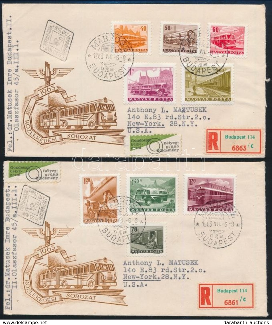 1963 Közlekedés Sor 2 Ajánlott FDC-n New Yorkba - Sonstige & Ohne Zuordnung