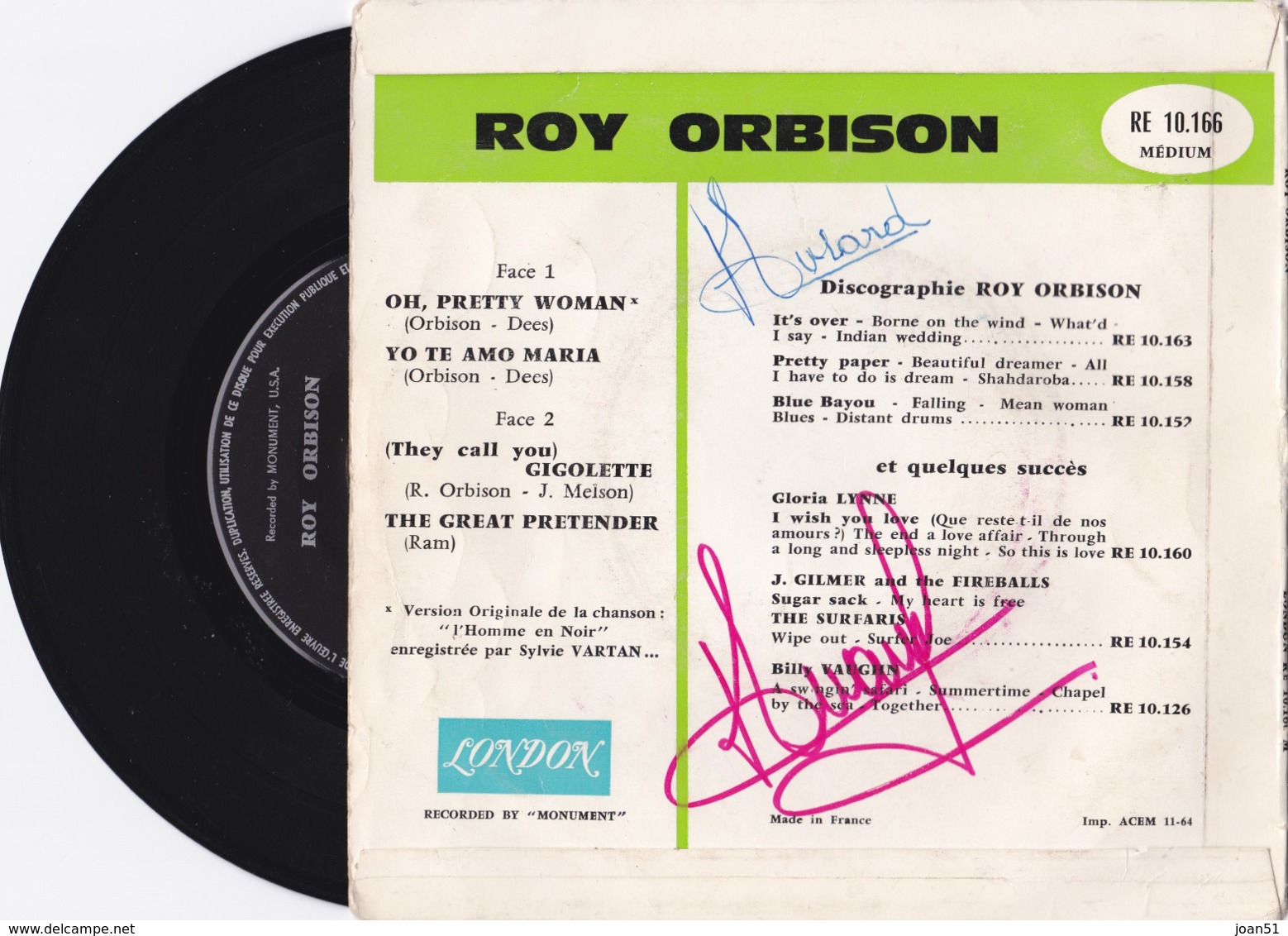 ROY ORBISON 1964 OH PRETTY WOMAN - Rock