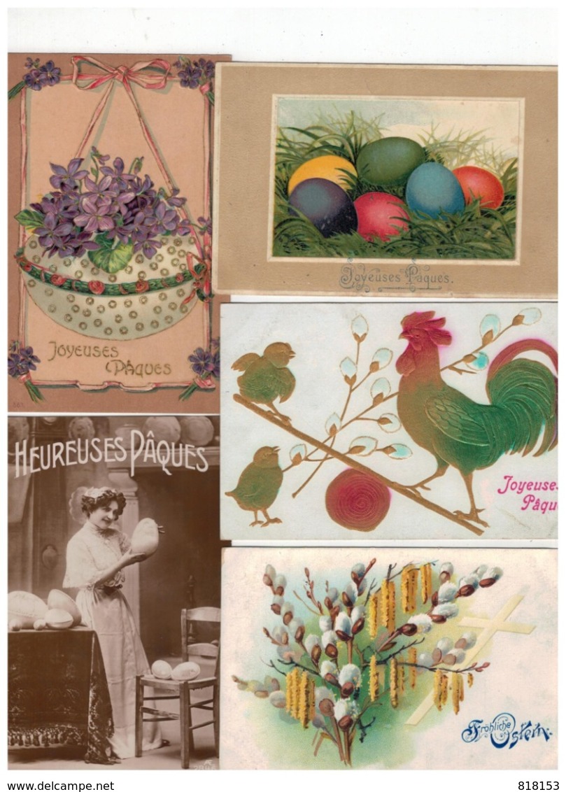 Vrolijk Paasfeest Joyeuses Pâques! 15 Oude Postkaarten,de Meeste Gezegeld En Geschreven Begin 1900 - 5 - 99 Karten