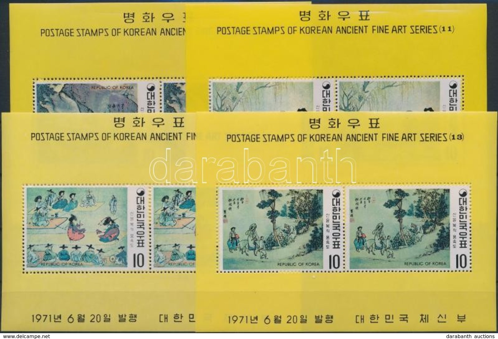 ** 1971 Festmények A Yi- Dinasztia Idejéből ívszéli ötös Csík +1 érték Mi 793-798 + Blokksor 329-334 - Autres & Non Classés