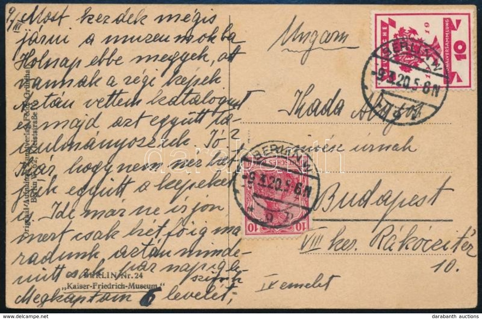 1920 Képeslap Magyarországra Küldve - Sonstige & Ohne Zuordnung
