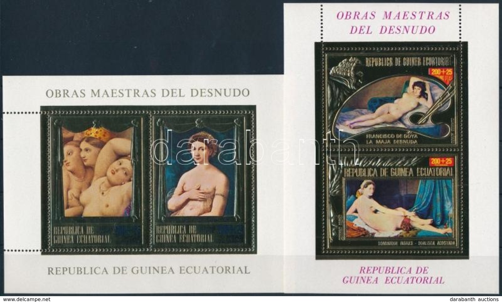** 1975 Aktfestmények Blokksor,
Nude Paintings Blockset
Mi 182-189 - Otros & Sin Clasificación