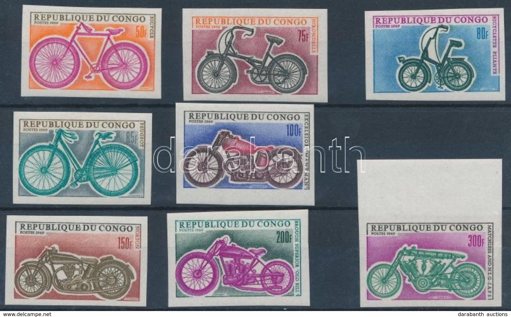 ** 1969 Motorok és Kerékpárok Vágott Sor Mi 184-191 - Sonstige & Ohne Zuordnung