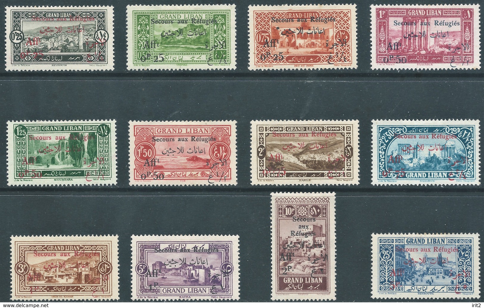 Libano Lebanon Liban 1926 War Refugee Charity-Various Stamps Overprinted"Secours Aux Refugies Afft"and Surcharged,hinged - Libano