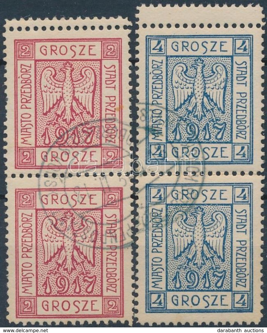 O Przedbórz 1917 2 Függőleges Pár Mi 1-2 A, Hadtápposta Bélyegzéssel - Sonstige & Ohne Zuordnung