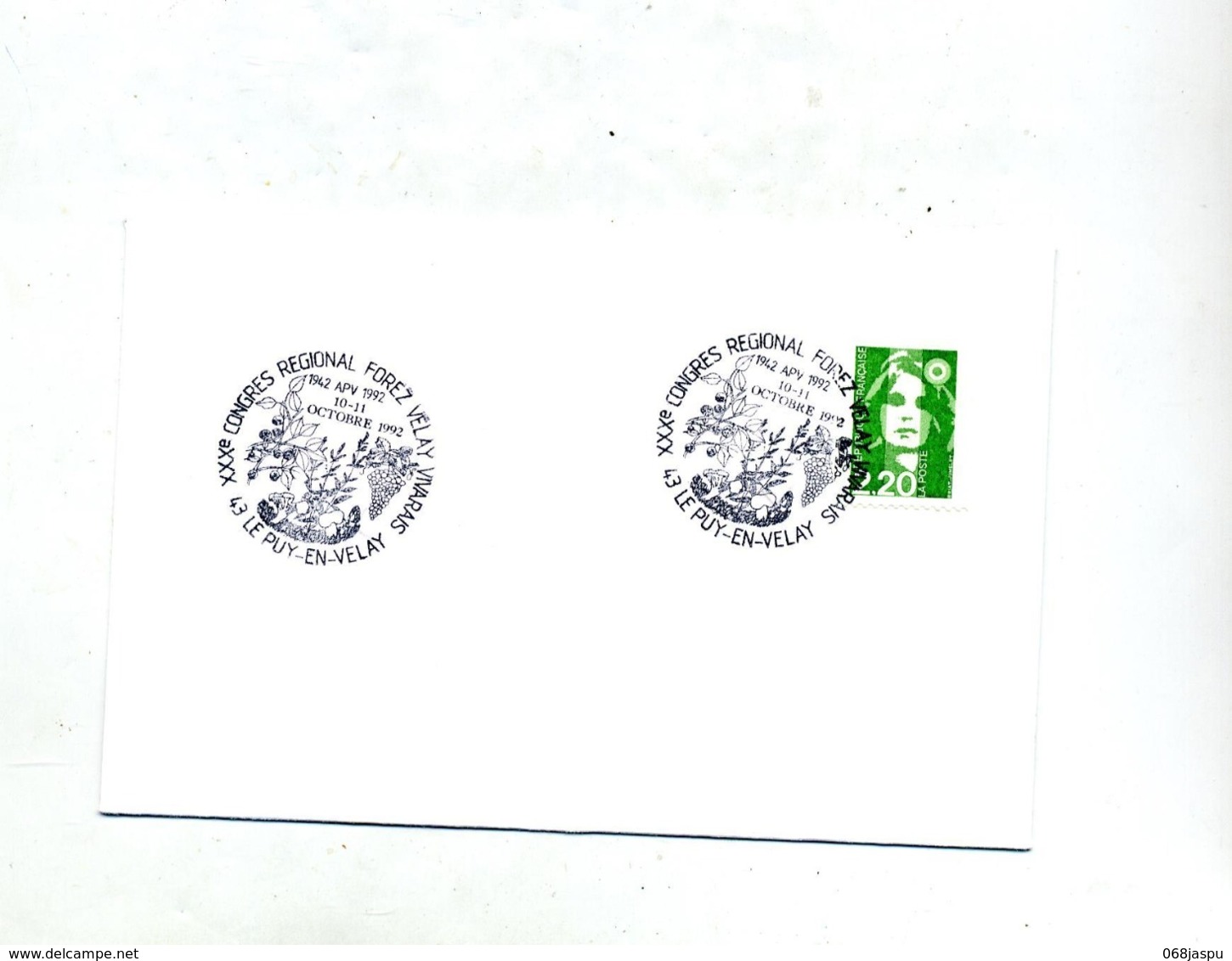 Lettre Cachet Le Puy En Velay Congres  Theme Fruit Champignon Sur Roulette - Commemorative Postmarks