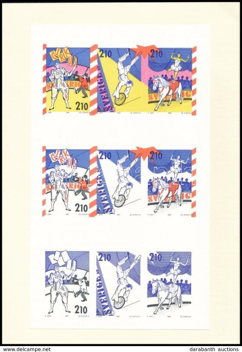 * Svédország 1987 200 éves A Cirkusz Blokk Fázisnyomatok Mi 1450-1452 - Sonstige & Ohne Zuordnung