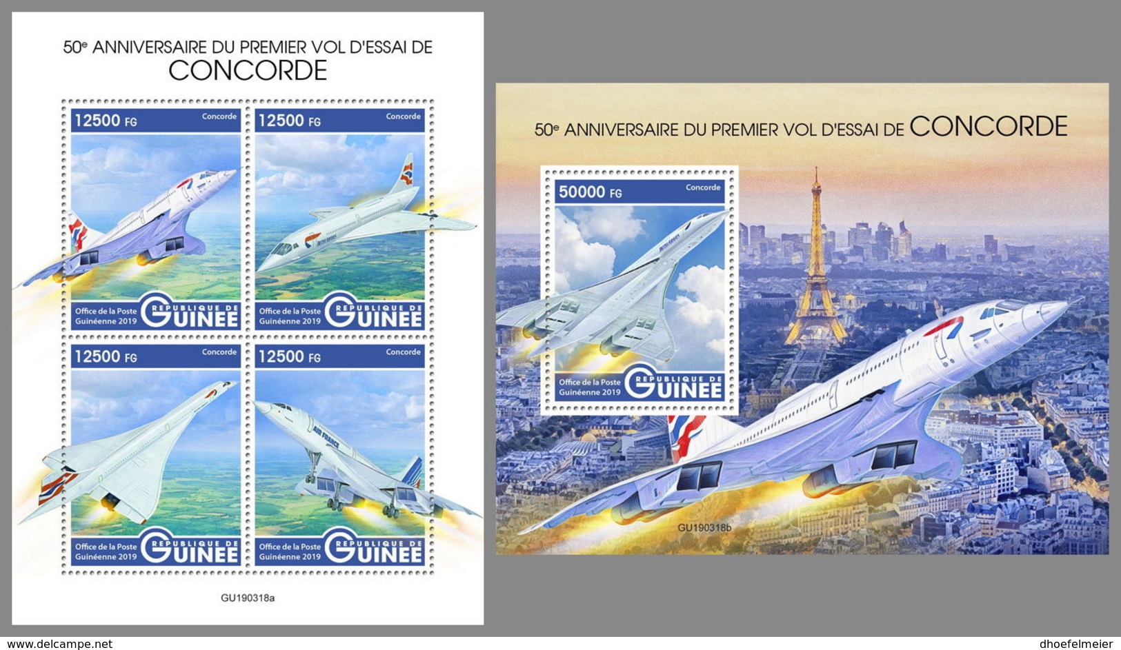 GUINEA REP. 2019 MNH 1st Flight Concorde Airplanes Flugzeuge Avions M/S+S/S - OFFICIAL ISSUE - DH1939 - Concorde