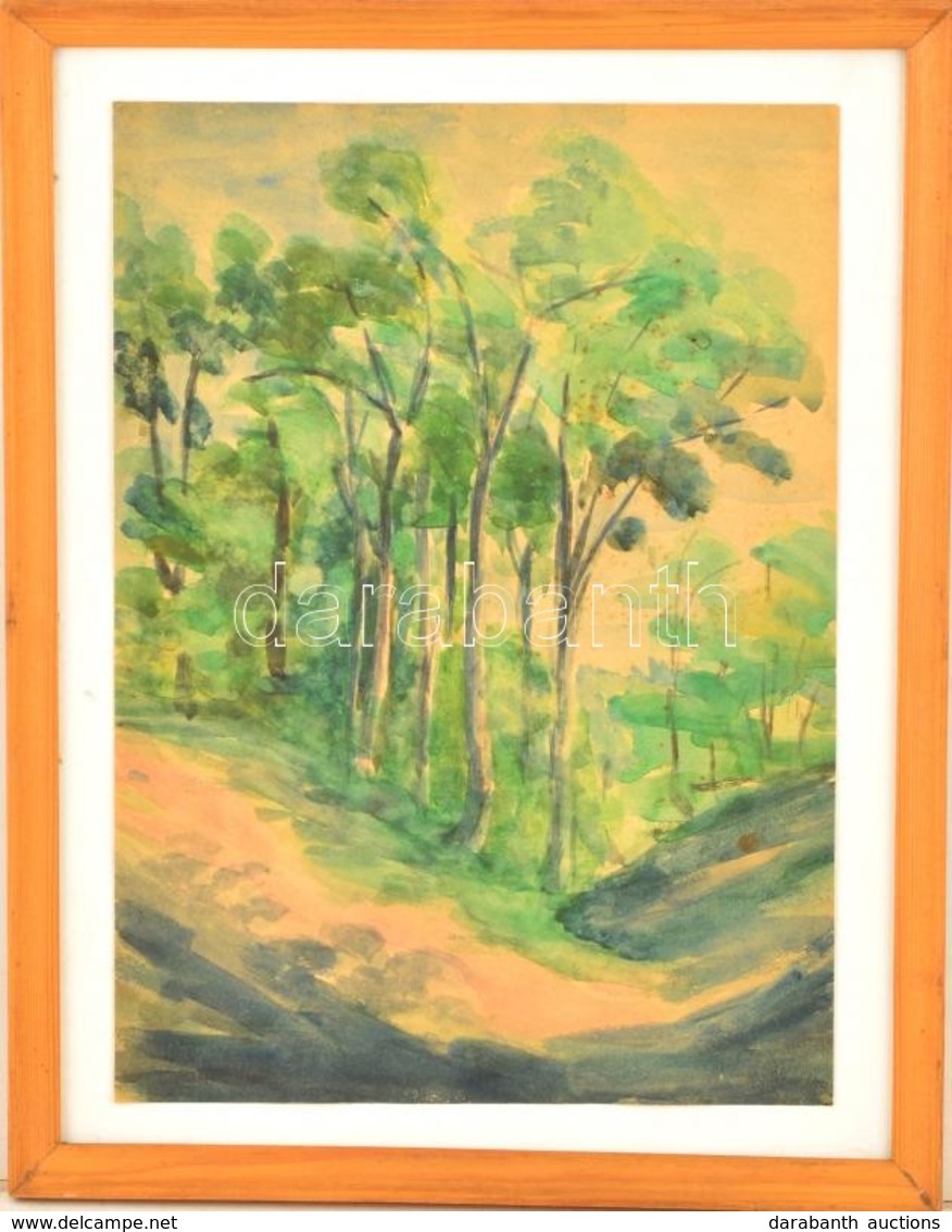 Ács József (1914-1990): Liget. Akvarell, Papír, Jelzett, Keretben, 32×23 Cm - Sonstige & Ohne Zuordnung