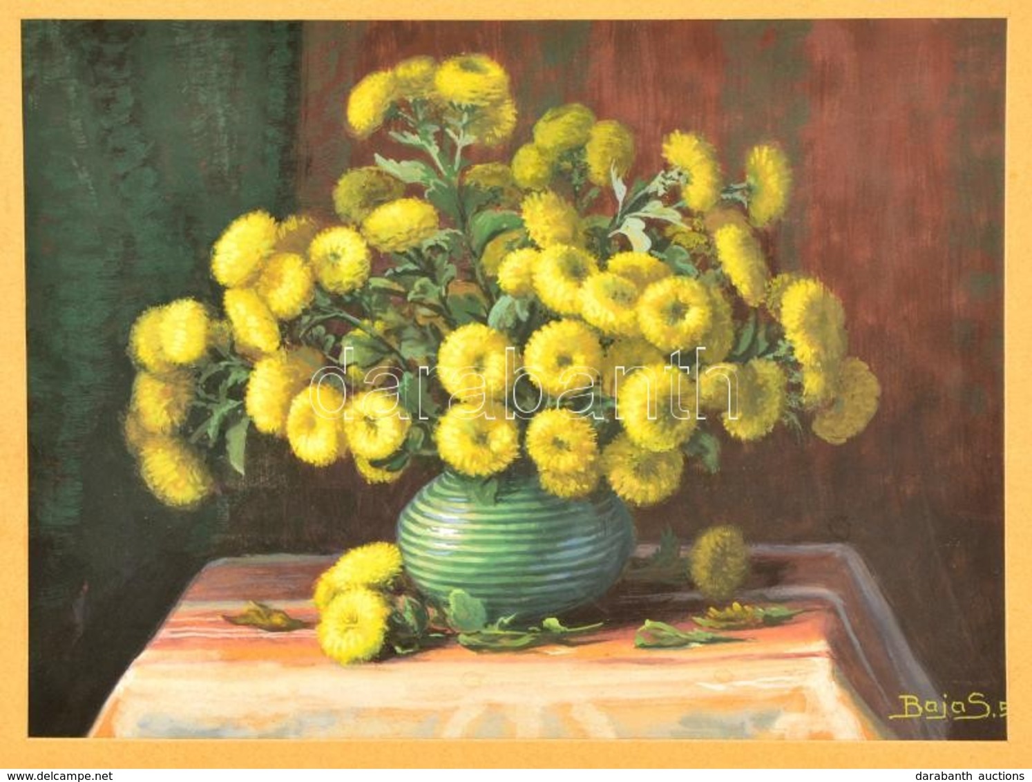Baja Jelzéssel: Virág Csendélet, Akvarell, Papír, Paszpartuban, 23×31 Cm - Sonstige & Ohne Zuordnung
