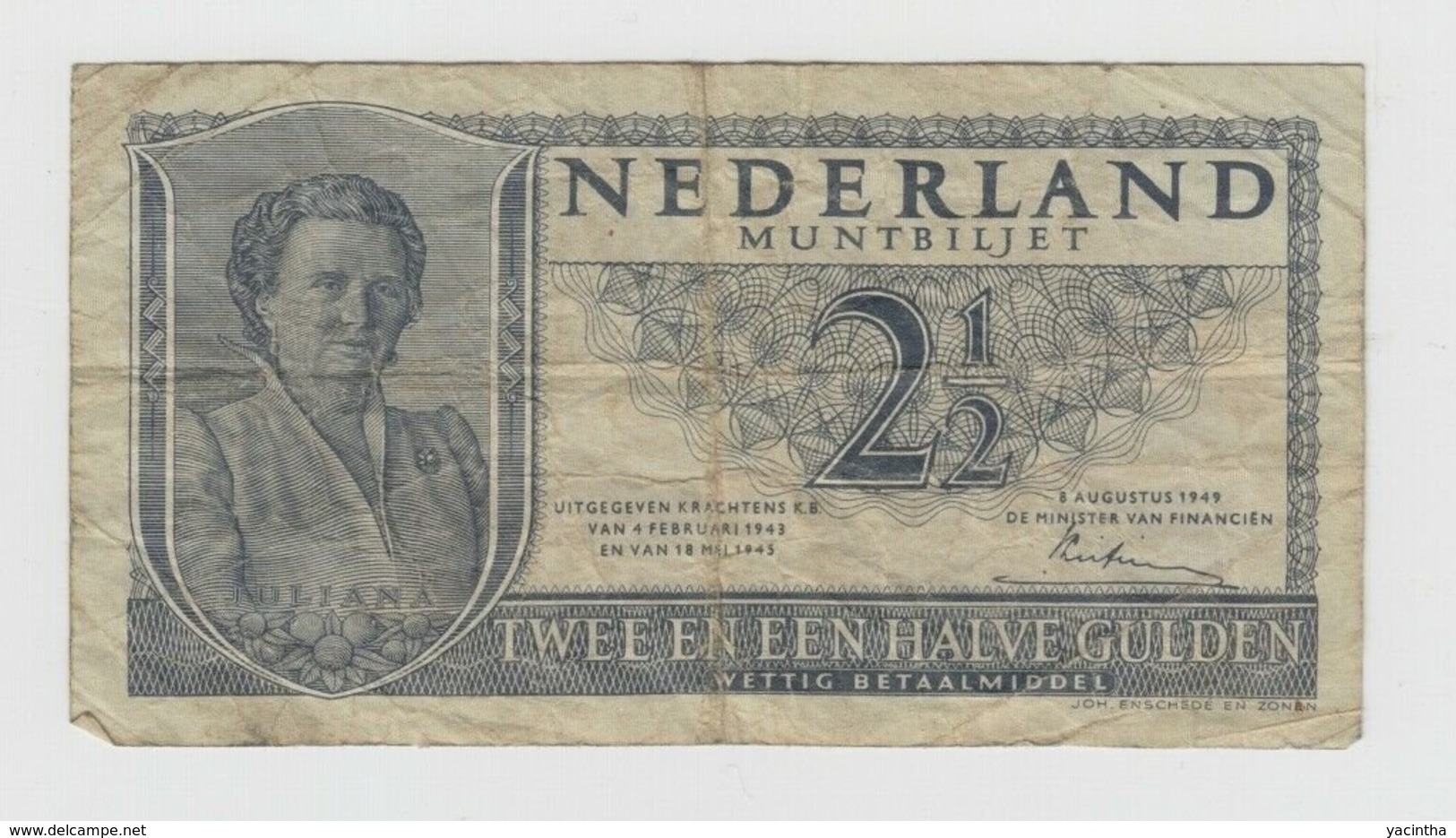 @Y@  Nederland 2 1/2 Gulden Biljet           Circulatie - [3] Ministerie Van Oorlog Issues