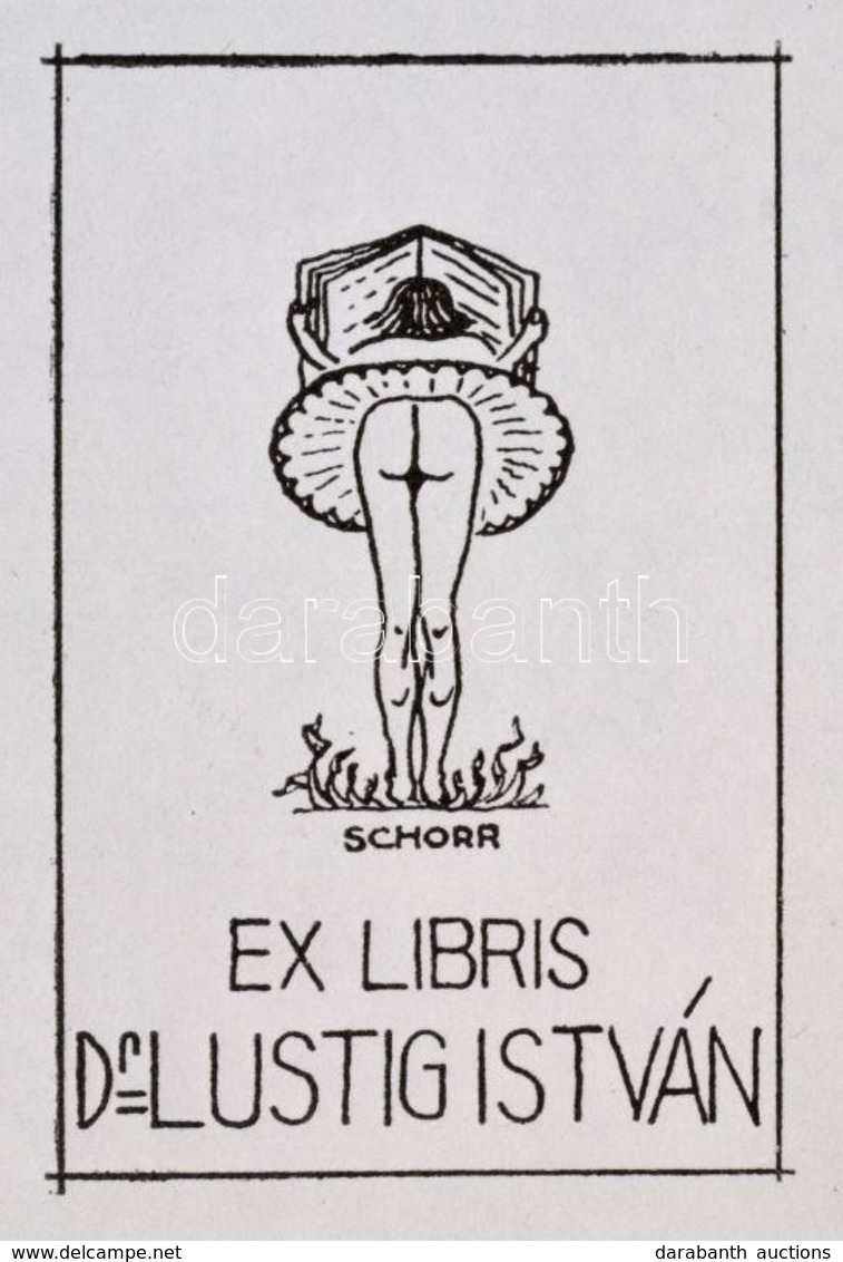 Schorr Tibor (?-?):Erotikus Ex Libris, Dr. Lustig István. Klisé, Papír, Jelzett A Klisén, 5,5×4 Cm - Sonstige & Ohne Zuordnung