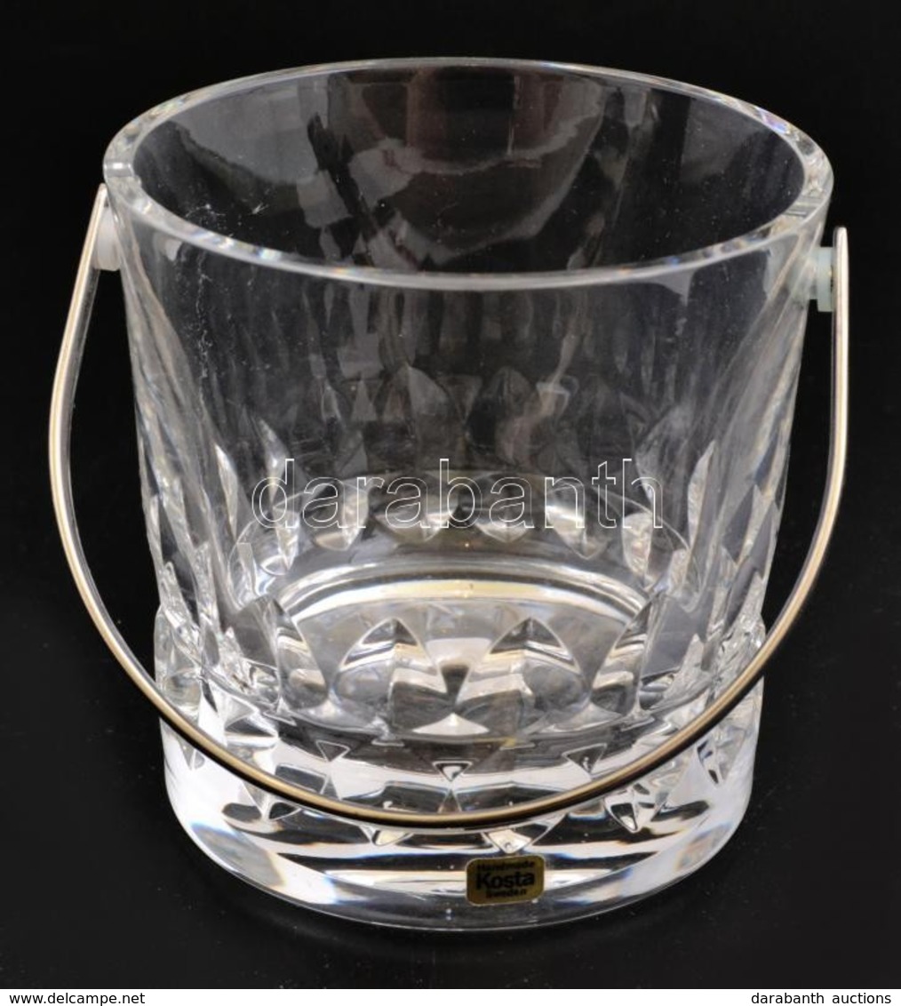 Kosta Prince Jégtartó, Jelzett, Fém Füllel, Hibátlan, Eredeti Dobozában, M: 21 Cm - Glas & Kristall