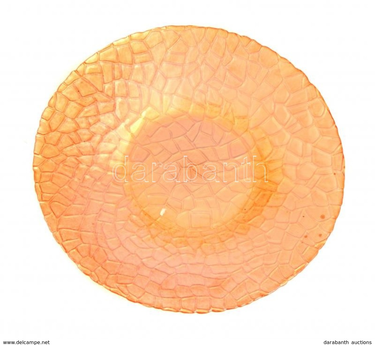 Dekoratív Narancssárga üvegtál, Apró Kopásokkal, D: 31 Cm - Vetro & Cristallo